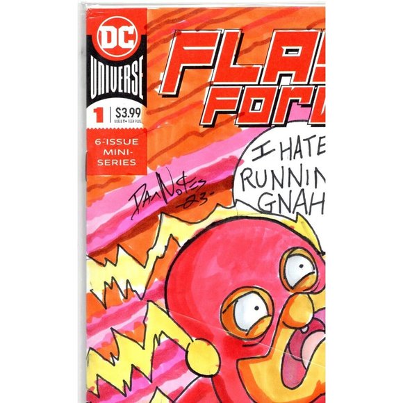 ONE-OF-A-KIND HAND-DRAWN, INKED AND COLORED SKETCHCOVER COMIC by Dan Nokes FLASH - Picture 2 of 5